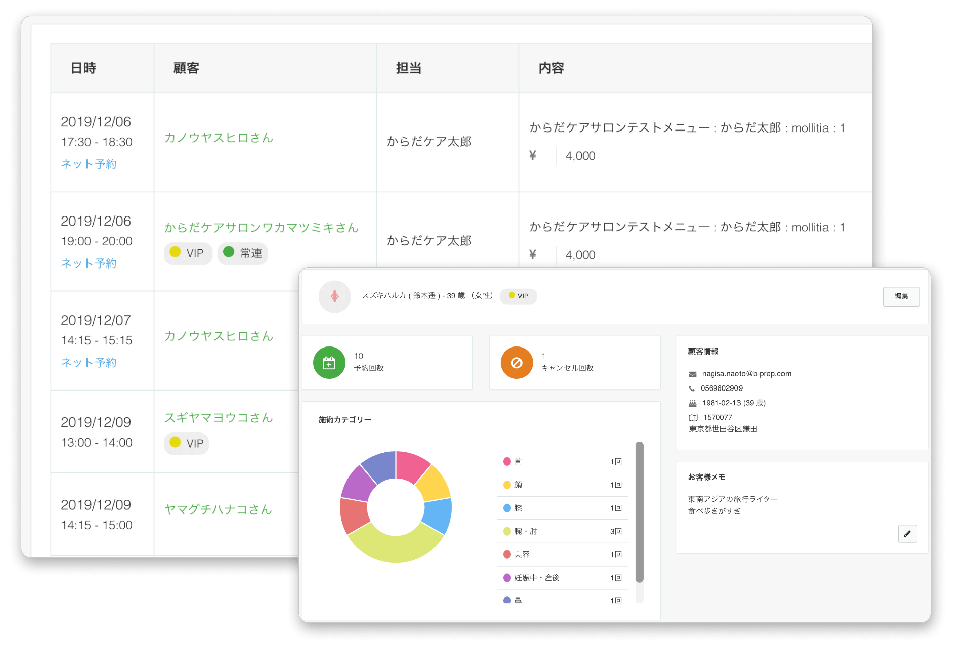 予約情報 ⇄ 顧客管理はシームレス連携